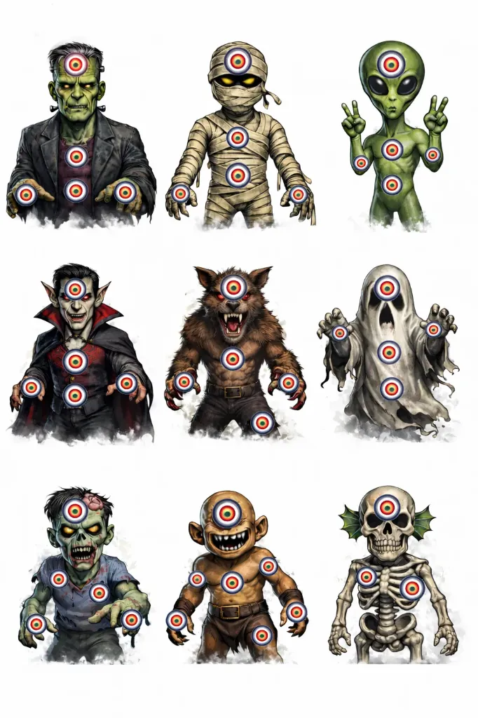 [SSSTGT0002C] 9 Monster Targets - Paper A4