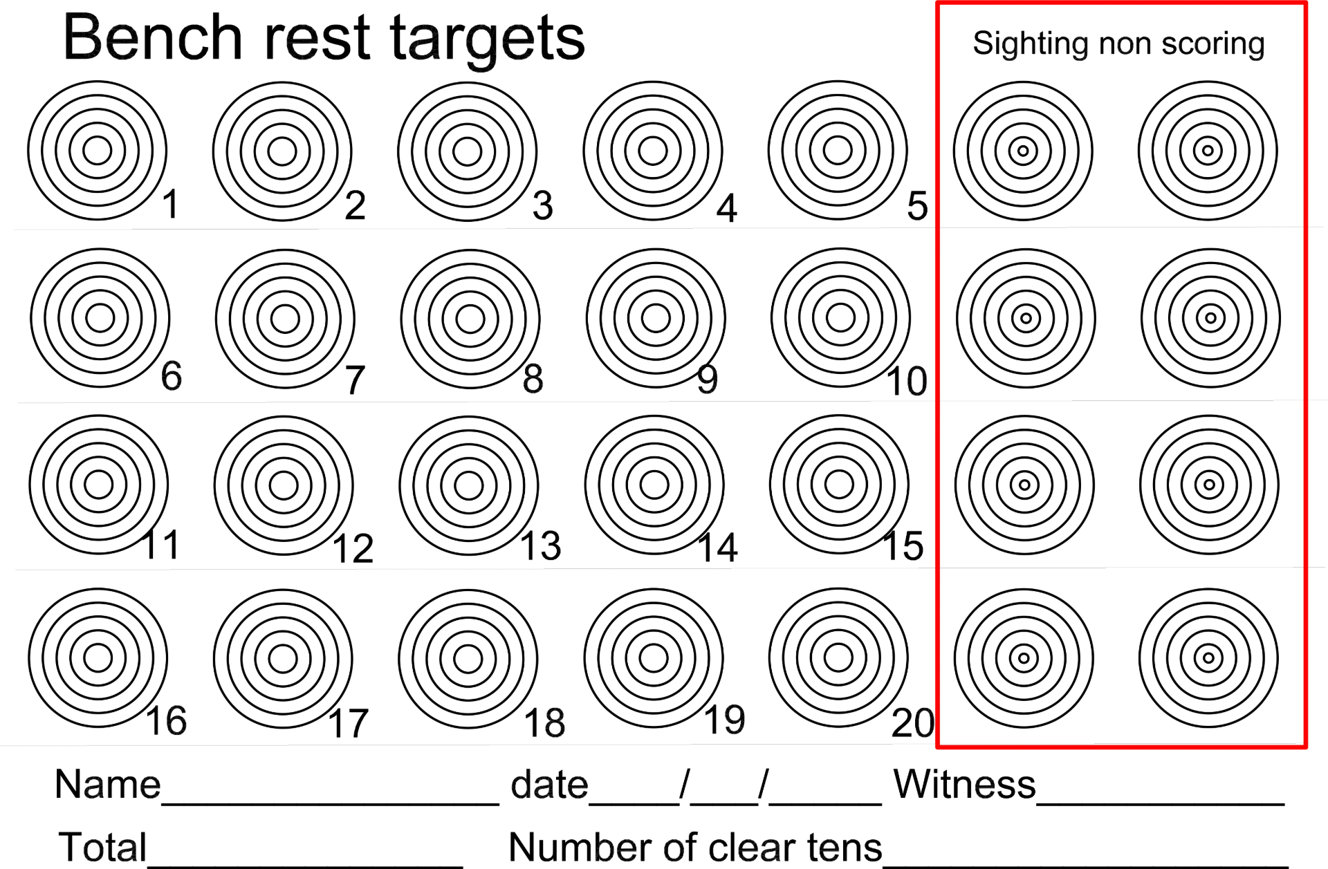 Benchrest target in A4 (1)