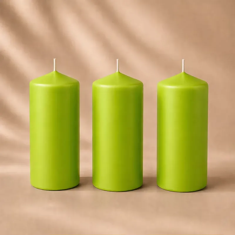 [Homeprep0029] Large Cylinder Candle Single, with a Pointed Tip. 12+ hours of burning time (Green)